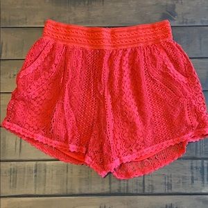 Red Lace Shorts